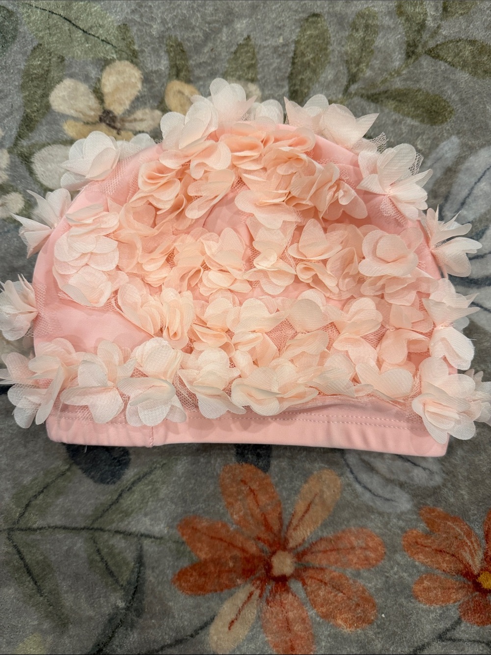 Women Floral Applique Swim Cap - Pink